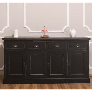 Landhausstil Anrichte 4-türig Schwarz Shabby
