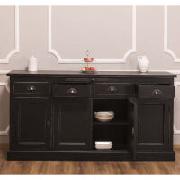 Landhausstil Anrichte 4-türig Schwarz Shabby