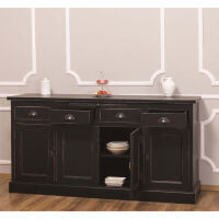 Landhausstil Anrichte 4-türig Schwarz Shabby