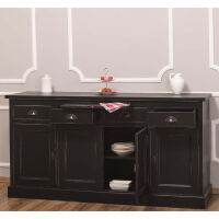 Landhausstil Anrichte 4-türig Schwarz Shabby