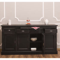 Landhausstil Anrichte 4-türig Schwarz Shabby