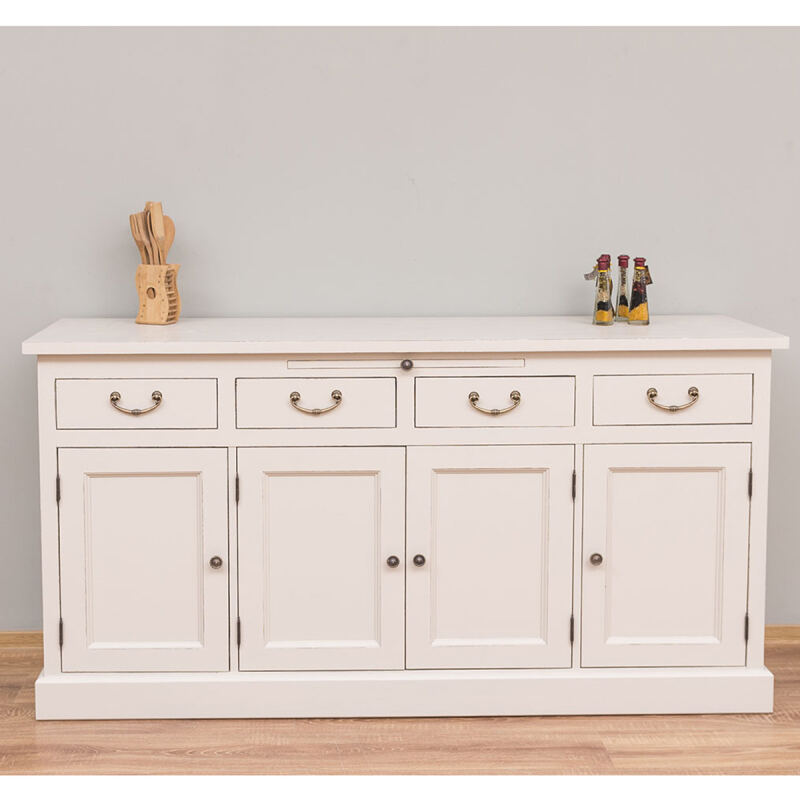 Buffetkommode Shabby, dunkelbraun, cremegrau Massivholz