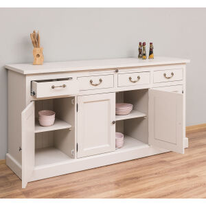 Buffetkommode Shabby, dunkelbraun, cremegrau Massivholz