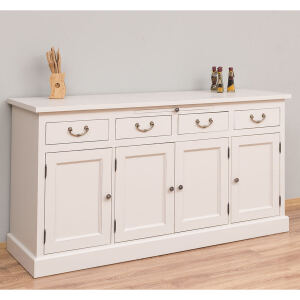 Buffetkommode Shabby, dunkelbraun, cremegrau Massivholz