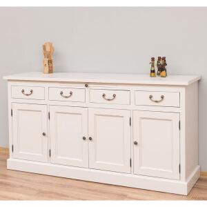 Buffetkommode Shabby, dunkelbraun, cremegrau Massivholz