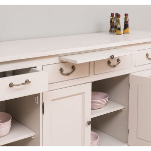 Buffetkommode Shabby, dunkelbraun, cremegrau Massivholz