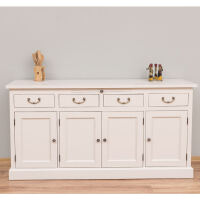Buffetkommode Shabby, dunkelbraun, cremegrau Massivholz