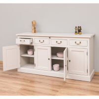 Buffetkommode Shabby, dunkelbraun, cremegrau Massivholz