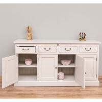 Buffetkommode Shabby, dunkelbraun, cremegrau Massivholz