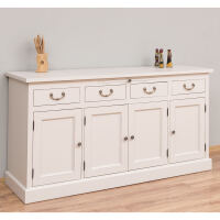 Buffetkommode Shabby, dunkelbraun, cremegrau Massivholz