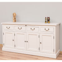 Buffetkommode Shabby, dunkelbraun, cremegrau Massivholz