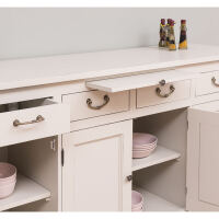 Buffetkommode Shabby, dunkelbraun, cremegrau Massivholz