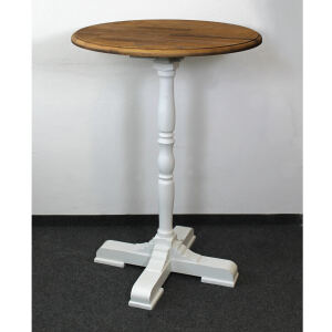 Runder Stehtisch/Bartisch Massivholz Shabby Chic, Eichenplatte