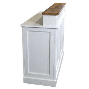 Schmaler Massivholz Bartresen Shabby weiß - Eichenplatte braun