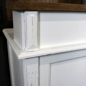 Schmaler Massivholz Bartresen Shabby weiß - Eichenplatte braun