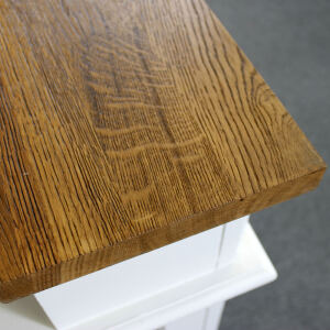 Schmaler Massivholz Bartresen Shabby weiß - Eichenplatte braun