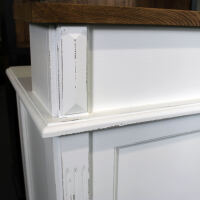 Schmaler Massivholz Bartresen Shabby weiß - Eichenplatte braun
