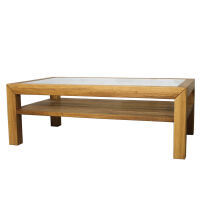 Eiche Couchtisch mit Glasplatte 120 cm