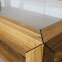 Eiche Couchtisch mit Glasplatte 120 cm