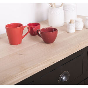 Landhaus Sideboard schwarz mit Eichenplatte