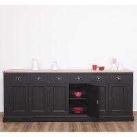 Landhaus Sideboard schwarz mit Eichenplatte