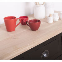 Landhaus Sideboard schwarz mit Eichenplatte