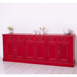 Rotes Landhausstil Sideboard, Shabby Chic