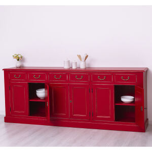 Rotes Landhausstil Sideboard, Shabby Chic