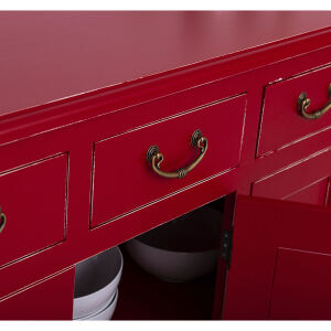 Rotes Landhausstil Sideboard, Shabby Chic