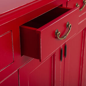 Rotes Landhausstil Sideboard, Shabby Chic