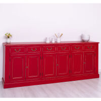 Rotes Landhausstil Sideboard, Shabby Chic