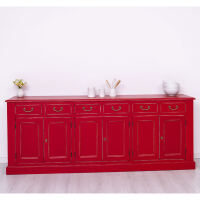 Rotes Landhausstil Sideboard, Shabby Chic