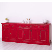 Rotes Landhausstil Sideboard, Shabby Chic