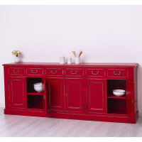 Rotes Landhausstil Sideboard, Shabby Chic
