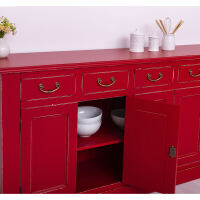 Rotes Landhausstil Sideboard, Shabby Chic