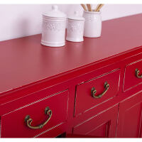 Rotes Landhausstil Sideboard, Shabby Chic