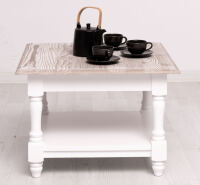 Weißer quadratischer Couchtisch mit gebürsteter Platte