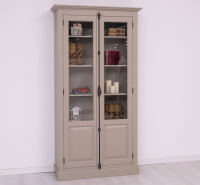 Landhaus Bücherschrank mit Glastüren, graubeige