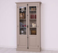 Landhaus Bücherschrank mit Glastüren, graubeige