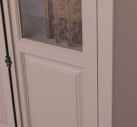 Landhaus Bücherschrank mit Glastüren, graubeige