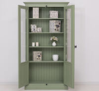 Landhaus Bücherschrank mit Glastüren, grün