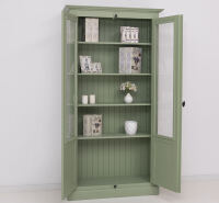 Landhaus Bücherschrank mit Glastüren, grün