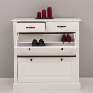 Holz Schuhschrank mit Kippfächern in altweiß