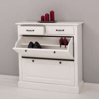 Holz Schuhschrank mit Kippfächern in altweiß