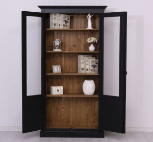 Landhausstil Vitrinenschrank schwarz-braun