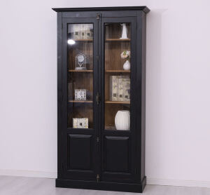 Landhausstil Vitrinenschrank schwarz-braun