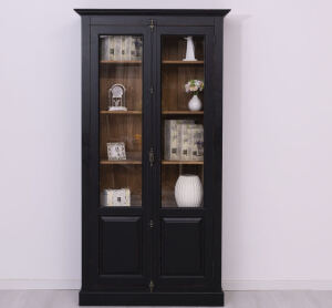 Landhausstil Vitrinenschrank schwarz-braun