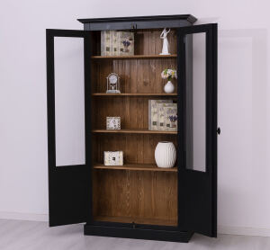 Landhausstil Vitrinenschrank schwarz-braun