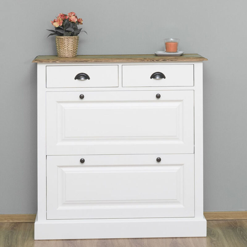 Weißer Landhausstil Schuhkipper 103cm Breit