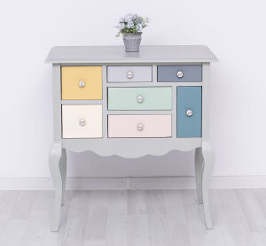 Vintage Konsolentisch bunte Schubkästen